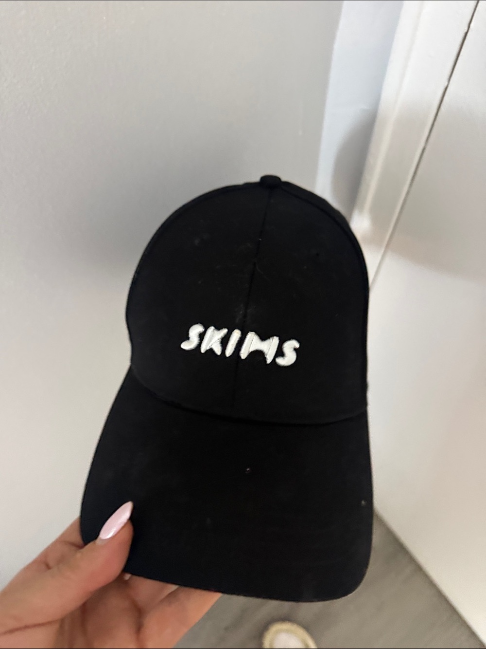 SKIMS Kids Black Cap with White Embroidered Logo